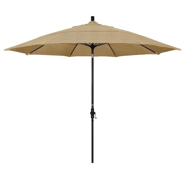 California Umbrella California Umbrella GSCUF118705-8318-DWV 11 ft. Fiberglass Market Umbrella Collar Tilt DV Matt Black-Sunbrella-Ses.Linen GSCUF118705-8318-DWV
